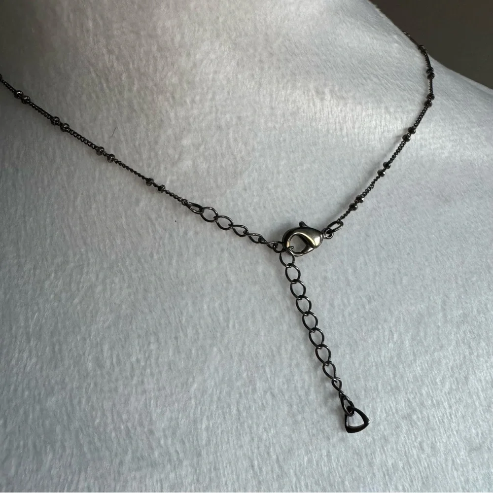 Black Teardrop Crystal Statement Necklace – Adjustable 16-18”